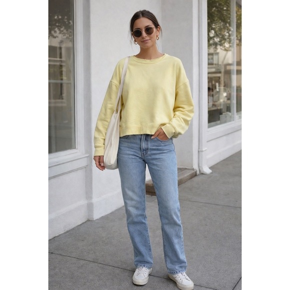 Vince Tops - Vince Relaxed Crewneck Sweater Womens Medium Yellow Drop shoulder luxury beach